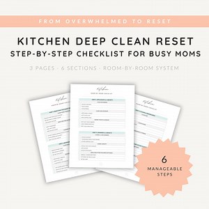 Kitchen Deep Clean Checklist for Busy Moms | Step-by-step Kitchen Cleaning Planner, Printable Kitchen Reset Guide - Etsy Canada