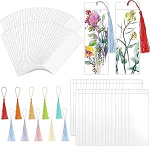 Amazon.com: 60 Sets Kraft Paper Blank Bookmarks with Tassels, Cardstock DIY Bookmark Making Kit, DIY Projects Party Favor Gift Tag Bulk PVC Tags, 60 Bookmarks 60 Clear Bookmark Sleeves 60 Tassels : Office Products