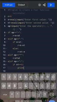 Python program to illustrate nested if-else through a four-function calculator #pythonprogramday13
