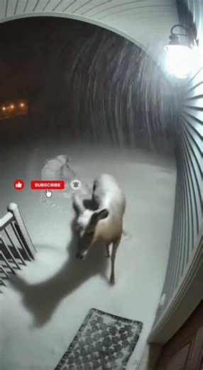 Mother Deer Shields Her Freezing Fawn on a Porch During Blizzard ❄️🦌❤️