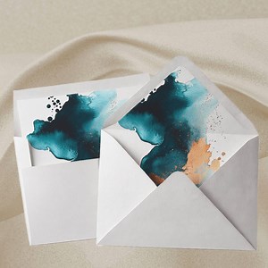 Copper Teal Envelope Liner, Modern Wedding Stationery (PDF Pattern) - Etsy