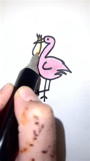 🦩 Drawing a Flamingo with Number 2 | Easy Number Drawing & Coloring for Kids Shorts