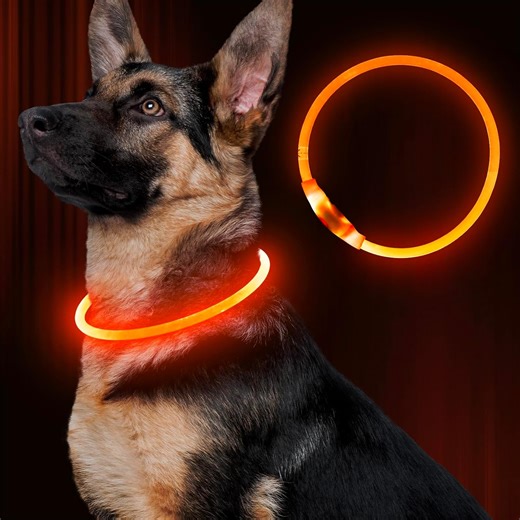 EVERBETTERUS LED Dog Collar, Light Up Dog Collars,Rechargeable Dog Lights for Night Walking，Universal, Reusable Safety Necklace for Small Medium Large Dogs