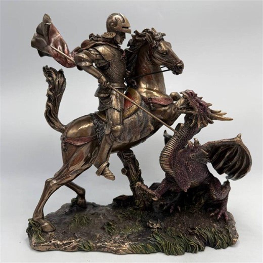 Saint George and Dragon Statue Bronze Finish Figurine Box Gift Home Decor - Etsy