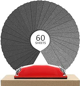 Sandpaper Assortment with Sanding Block, 60 Sheets of Wet Dry Sand Paper Kit 60-2000 Girt Sand Papers with Hand Sander for Car Wood Drywall Polishing Finishing 6.4x3.3 inch (60, Small)