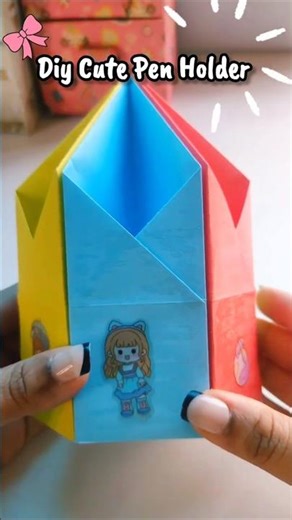 DIY Cute Pen Holder | Easy Paper Craft Pencil Stand | School Desk Organizer #shorts