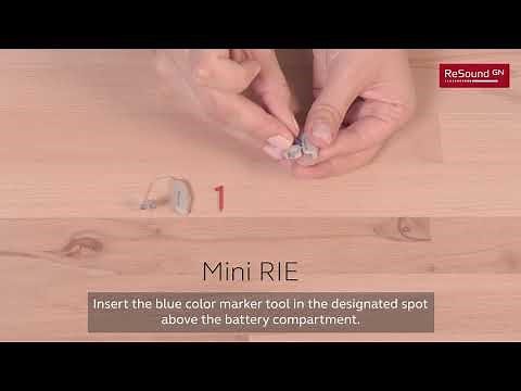 Insert left and right color indicators in ReSound Mini RIE hearing aids