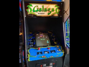 GALAGA BY MIDWAY FULL SIZE ARCADE GAME REVIEW AND CLOSER LOOK RETRO ARCADE GAMES 1980S VIDEO GAMES