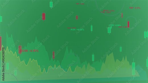 Panel revealing global markets chart camera panning candles moving rings showing trends transparent