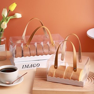 10 Sets Clear Bakery Boxes -swiss Roll Cake Box With PU Handles and Insert,display Gift Box,pastry Dessert Cookie Box,transparent Cake Box - Etsy