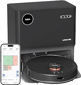 Lydsto W2 Robot Vacuum and Mop Combo with Auto Mop Cleaning and Drying Self Refilling and Self Emptying with LDS2.0 Radar Obstacle Avoidance,5000Pa Suction, LED Display WiFi, App Control(Black)