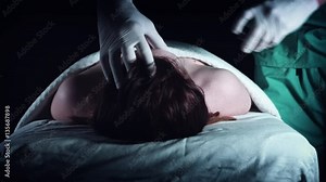 4K Crime Morgue Mortician Examining Dead Body