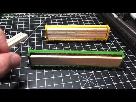 N Scale: DIY Lumber Loads on Micro-Trains Centerbeam Bulkhead Flat Cars