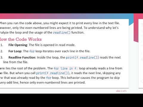 Understanding Why Only Even Numbered Lines Are Displayed in Your Python Code