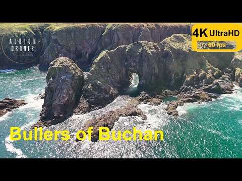 Sea Cliffs, The Bullers of Buchan, Aberdeenshire - DJI AIR3 4K 60fps