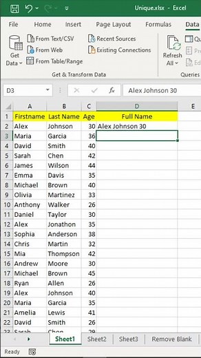 Keyboard Shortcut to Merge Cell Data in Excel