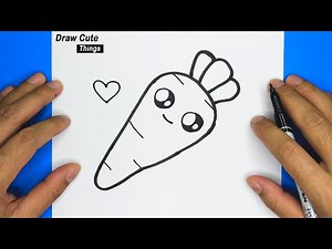 HOW TO DRAW CUTE CARROT, EASY DRAWING, STEP BY STEP, DRAW CUTE THINGS