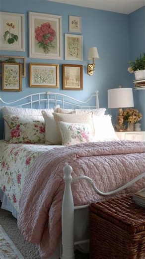 Vintage Blue Shabby Chic Cottage Home Tour #mydecordiary #vintagefarmhouse #springdecor #shorts