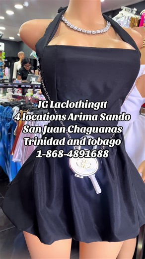 We have 4 store Locations 👉🏾1. Arima green street Opposite Digicel 👉🏾2. Carlton center San Fernando Above Rituals Opposite JTA 👉🏾 3. Saddle Road San Juan 👉🏾4. Chaguanas CENTRE CITY MALL TTPOST Delivery is Available To Tobago 🇹🇹 NO EXCHANGE OR REFUND ON SWIMSUITS BODYSUITS ANYTHING MESH LACE SEQUENCE STOCKINGS BAGS ACCESSORIES SUNGLASSES EARRINGS CHAINS I G laclothingtt 💗 Instagram · laclothingtt125.6K followersLaclothingtt (@laclothingtt) • Instagram photos and videos 💖HOME DELIVERY 