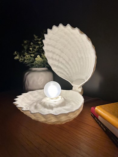 Glowing Sea Shell Lamp – Pearl Bulb Night Light With Open/close Shell Lid - Etsy