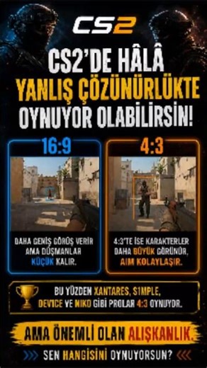 CS2 Best Resolution Setting: 4:3 vs 16:9 (Pros' Choice) #cs2 #gaming #counterstrike