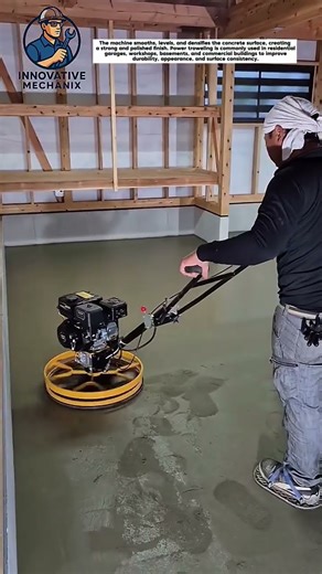 Professional Concrete Floor Finishing Using a Power Trowel Machine