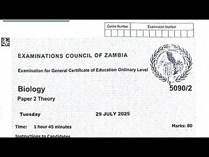 2025 Biology P2 GCE Section A Fully Explained by Harrison J Zulu Tutor