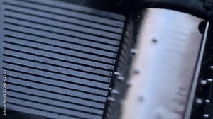 Spinning cylinder of the music box in closeup. Musical mechanism.