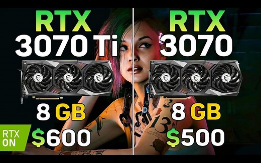 RTX 3070 Ti vs RTX 3070 | 2K分辨率光追＆DLSS开启11款游戏对比测试 | CPU为 i7-10700K