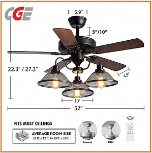 [Hot Item] Farmhouse Rustic Vintage LED Ceiling Fan with Light and Remote with 5 Reversible Blades for Bedroom Living Room
