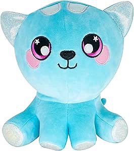Squeezamals 3Deez Large Stuffed Cat for Girls and Boys- 8 inch Maisie Cat- Blue Plush Pillow Doll- Soft, Huggable Stuffed Cat- Stuffed Animal Made from Kid-Friendly, Quality Materials
