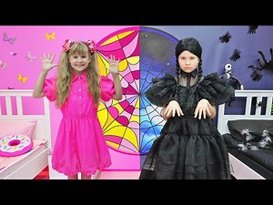 Diana play Pink vs. Black Challenge with Wednesday - Videos For Kids
