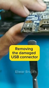An easy way to remove a damaged USB connector is just using ordinary solder. #electronics #USB #usbports #connector #soldering #SolderingIron #Solution #desoldering #elektronik #soldadura #solderen #soldaduraelectrica #solder | Elwar Braja