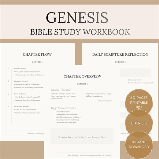 Genesis Bible Study Workbook PDF | In-depth Scripture Reflection Guide | Christian Printable Journal | Digital Download - Etsy