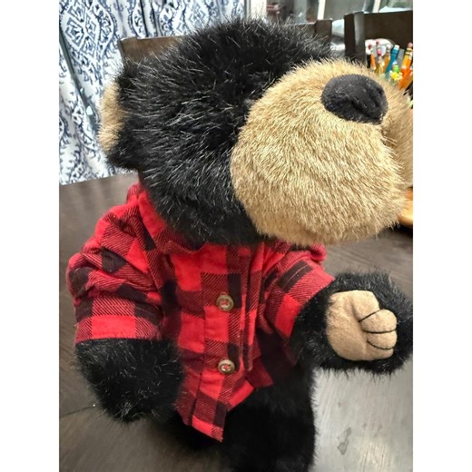 Plush Boyd's Black Bear in Red Buffalo Plaid Flannel Shirt Lumberjack Cabin - Etsy