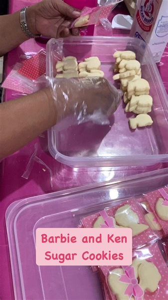 Barbie and Ken sugar cookies. It’s supposed to be a cookie decorating activity. But the kids got so busy with sliding and games… souvenir cookie na lang 😊💕#barbiegirl #sugarcookies | Julie CM Torres