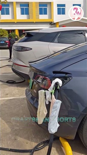 Drying clothes on Tesla charging line