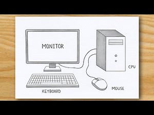 स्कूल प्रोजेक्ट के लिए कंप्यूटर ड्राइंग | How to Draw a Computer Step by Step.