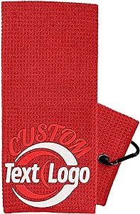 Custom Embroidered Golf Towel Personalized Text/Word/Logo/Image Monogrammed Golf Towels with Clip Golf Towel for Golf Gifts