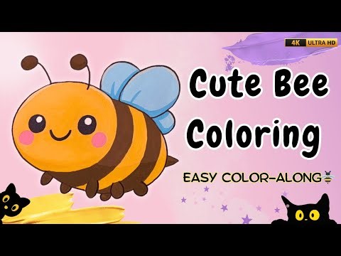 How to Color a Cute Bee 🐝 | Easy Color-Along for Kids