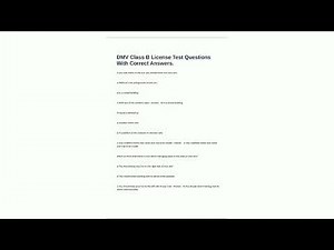 DMV Class B License Test Questions With Correct Answers
