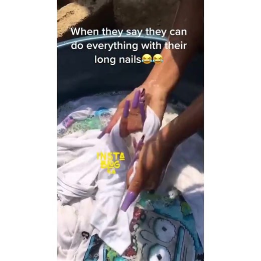 21K views · 502 reactions | Slay Queen reveals how ‘convenient’ it’s for her to do laundry with her long artificial nails | Instablog9ja | Facebook