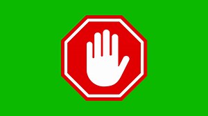 Download animation of stop hand symbol icon with green screen for free