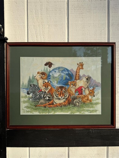 Framed Dimensions Gold Collection Cross Stitch "universal Unity" - Vintage Hand-crafted Needlework Wall Art- Nursery and Child Room Decor - Etsy