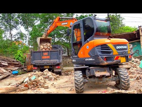 Máy Xúc DOOSAN DX55W Múc Gạch Đá, Xe Ô Tô Tải Ben TMT Chở Và Đổ Đất | Excavator Truck | TienTube TV