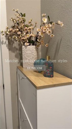 Small Entryway Storage Ideas | Narrow Shoe Cabinet Space Saver for Hallway Organization by HOMCOM