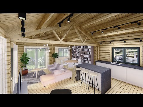 Chalet en bois habitable PAULA 129 m² vue intérieure