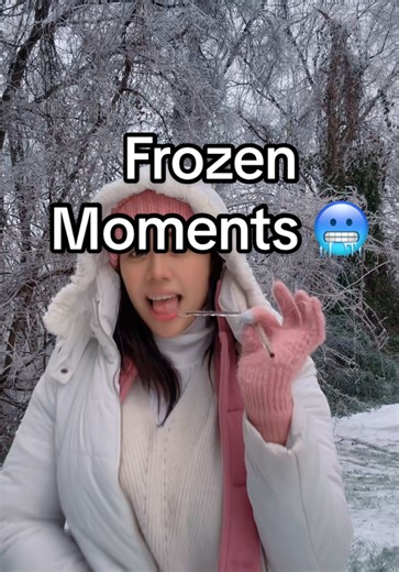 POV: I went out for a run and ended up starring in my own winter documentary 😂🏃🏻‍♀️❄️ Had to stop and show you this — actual ice hugging the tree branch like nature said extra details today 🧊🌿 Cold, breathless, but worth it for this little frozen magic moment 🤍 #snow #fun #moment #play #goodvibes