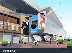 Vector Illustration People Outside Shopping Mall Stock Vector (Royalty Free) 1715831008 | Shutterstock