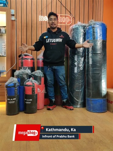 🥊🔥 ALL KINDS OF PUNCHING BAGS AVAILABLE AT MEGA SHOP NEPAL 🔥🥊 Train harder. Punch stronger. Build power, speed, and stamina with professional-quality punching bags from Mega Shop Nepal 🇳🇵 Whether you’re a beginner, fitness enthusiast, boxer, MMA fighter, or gym owner, we have the perfect punching bag for home workouts and commercial gyms. 💪 Available Sizes: ✔️ 1.5 ft – Perfect for kids & beginners ✔️ 3 ft & 4 ft – Ideal for home workouts & cardio training ✔️ 5 ft & 6 ft – Heavy-duty bags 